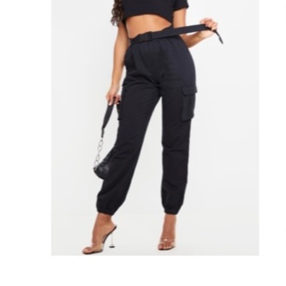 pretty little thing black cargo pants